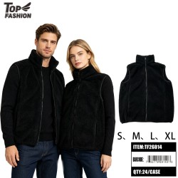 WOMENS SHERPA FLEECE ZIP VEST BLACK 6PC/4BG/24PC/CS