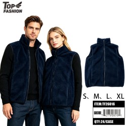 WOMENS SHERPA FLEECE ZIP VEST NAVY 6PC/4BG/24PC/CS