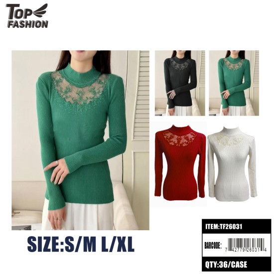 WOMENS FLORAL MESH KNIT SWEATER 4 ASSORTED 12PC/3DZ/CS