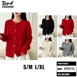 WOMENS CARDIGAN ROUND NECK BUTTON KNIT 4CLR12PC/3BG/36PC/CS