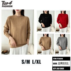 WOMENS 4COLOR CABLE KNIT BUTTON SWEATER 12PC/3BG/36PC/CS