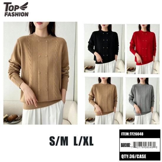 WOMENS 4COLOR CABLE KNIT BUTTON SWEATER 12PC/3BG/36PC/CS