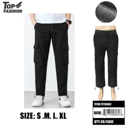 BLACK MENS FLEECE-LINED CARGO PANTS 6PC/6BG/36PC/CS
