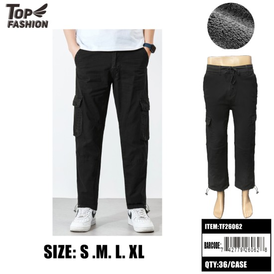 BLACK MENS FLEECE-LINED CARGO PANTS 6PC/6BG/36PC/CS