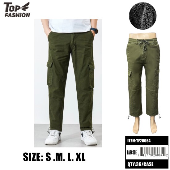 OLIVE MENS FLEECE CARGO PANTS 6PC/6BG/36PC/CS