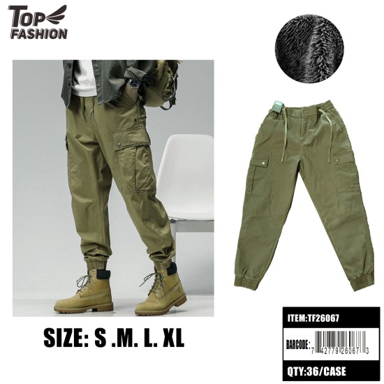 OLIVE MENS FLEECE JOGGER CARGO PANTS 6PC/6BG/36PC/CS