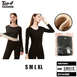 WOMEN FLEECE-LINED THERMAL UNDERWEAR SET-BLK  24PC/CS