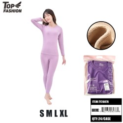 WOMEN FLEECE-LINED THERMAL UNDERWEAR SET-PURPLE 24PC/CS