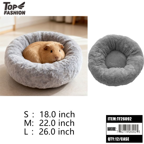 ROUND PLUSH PET BED S/M/L(3PC)/PK 12PK/CS