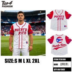 PUERTO RICO BUTTON BASEBALL JERSEY WHITE S-XXL 60PC/CS