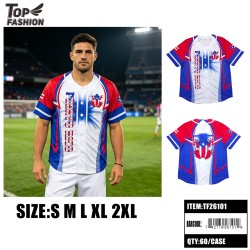 PUERTO RICO BUTTON BASEBALL JERSEY WHITE/BLUE S-XXL 60PC/CS
