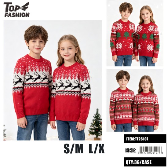 KIDS CHRISTMAS JACQUARD SWEATERS 3 ASSORTED 12PC/3DZ/CS