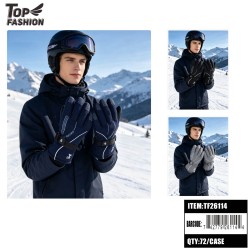 MENS GLOVES TOUCHSCREEN WRIST STRAP SKI  6DZ/CS