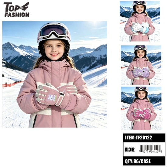 GIRLS GLOVES WARM SKI(8-10)4CLR 8DZ/CS