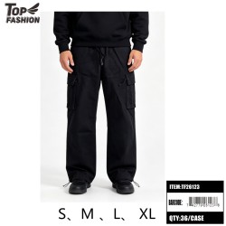 MENS FLEECE CARGO PANTS BLACK 6PC/6BG/36PC/CS