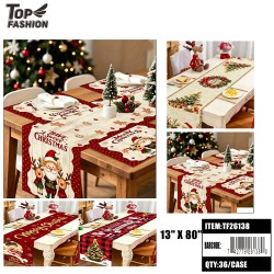 ASSORTED 4 DESIGNS CHRISTMAS TABLE RUNNER 12PC/8BG/96PC/CS