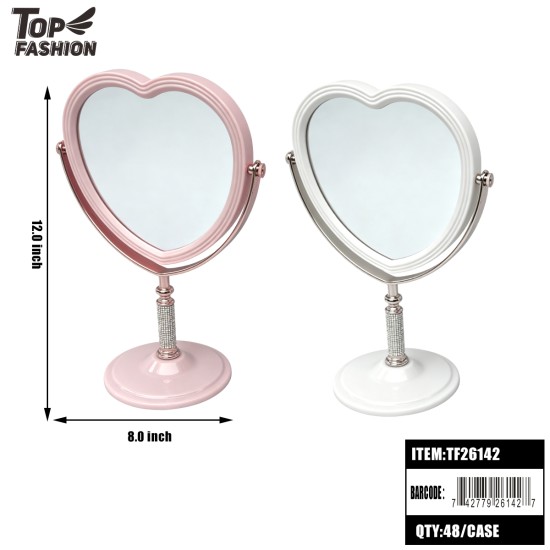 2 ASST RHINESTONE HEART VANITY MIRROR 48PC/CS