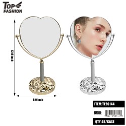 2 ASST HEART DUAL-SIDED VANITY MIRROR 48PC/CS