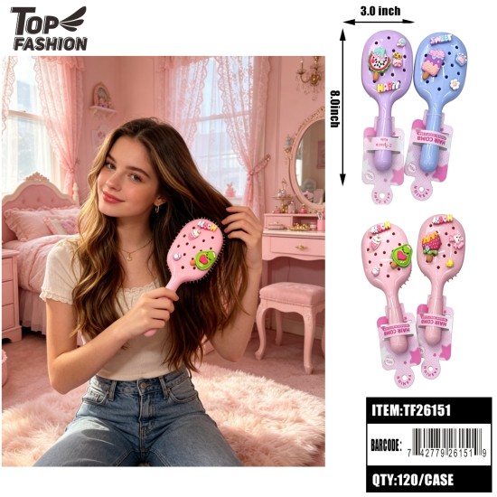 FRUIT & ICE CREAM HAIR BRUSH 4 ASST  (12PC)10BG/120PC/CS