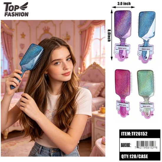 GLITTER PADDLE HAIR BRUSH 4 ASST  (12PC)10BG/CS