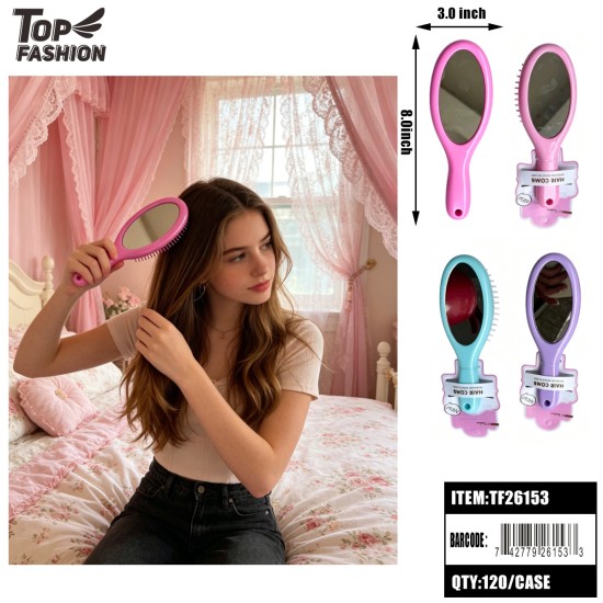  MIRROR CUSHION HAIR BRUSH 4 ASST (12PC)10BG/CS