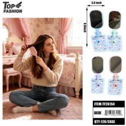 MIRROR BACK CUSHION HAIR BRUSH 4 ASST (12PC) 10BG/CS