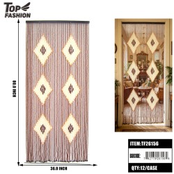 DIAMOND WOOD BEAD DOOR CURTAIN 12PC/CS