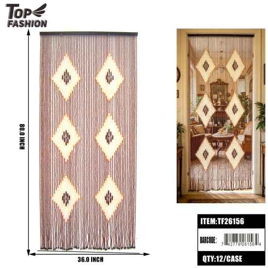 DIAMOND WOOD BEAD DOOR CURTAIN 12PC/CS
