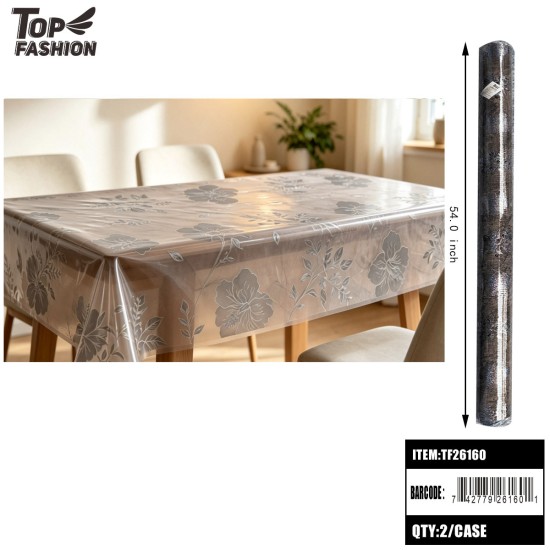 54CLEAR HOLOGRAPHIC FLORAL PVC TABLECLOTH 22Y/2ROLL/44Y/CS