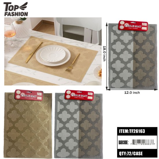 CLOVER PATTERN PLACEMAT 2CT 2CLR (6PC)BG 12BG/CS