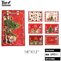 CHRISTMAS PLACEMAT 2PC 6-ASSORTED 12X18 (6PK)12BG/CS