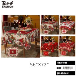 CHRISTMAS PRINT TABLECLOTH 56X72 4CLR 12PC/3BG/36PC/CS