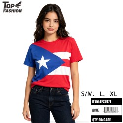 PUERTO RICO FLAG WOMENS T-SHIRT 12PC/8BG/96PC/CS