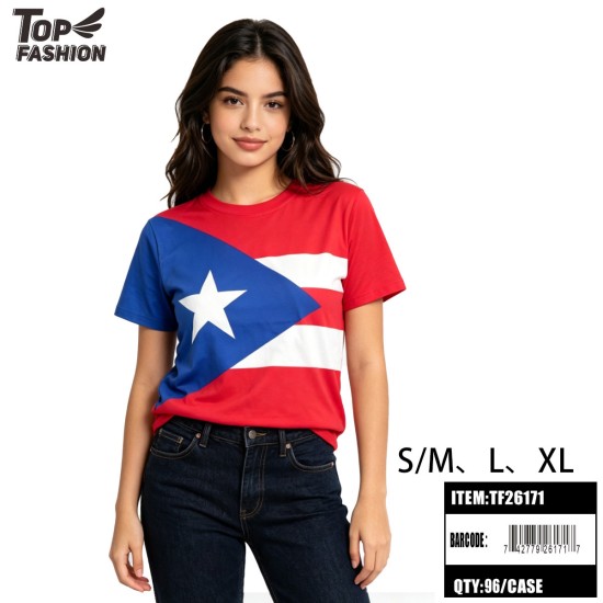 PUERTO RICO FLAG WOMENS T-SHIRT 12PC/8BG/96PC/CS