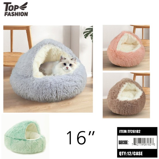 16 PLUSH CAT CAVE BED 12PC/CS