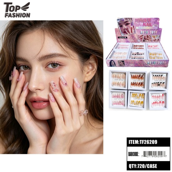 PRESS-ON GEL NAILS W/ GLUE 6 ASSORTED (12PC) 60DZ/CS