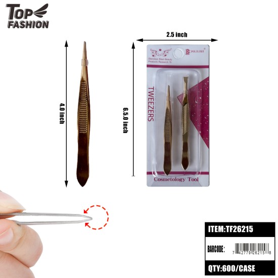MIX 2 COLOR 2PC EYEBROW TWEEZER SET 50DZ/CS