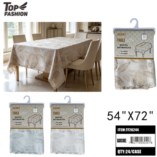 JACQUARD LEAF TABLECLOTH 54X72 3COLOR 24PC/CS