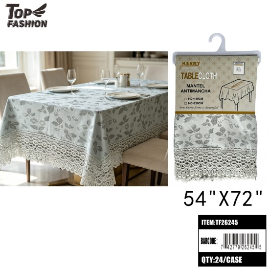 LACE BORDER TABLECLOTH 54X72 2COLOR 24PC/CS