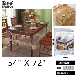 2 ASST CLEAR TABLECLOTH W/GOLD LACE 12PC/4BG/48PC/CS