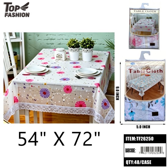 2 ASST 54X72 NON-SLIP TABLECLOTH 12PC/4BG/48PC/CS