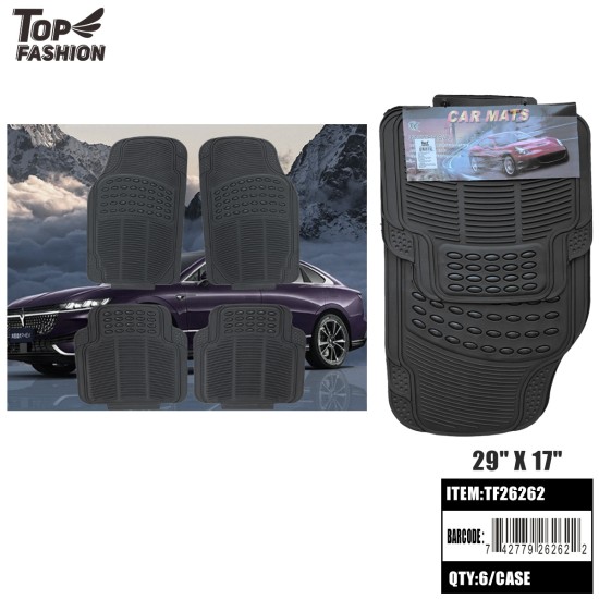 (4PC) UNIVERSAL RUBBER CAR FLOOR MATS 6PC/CS