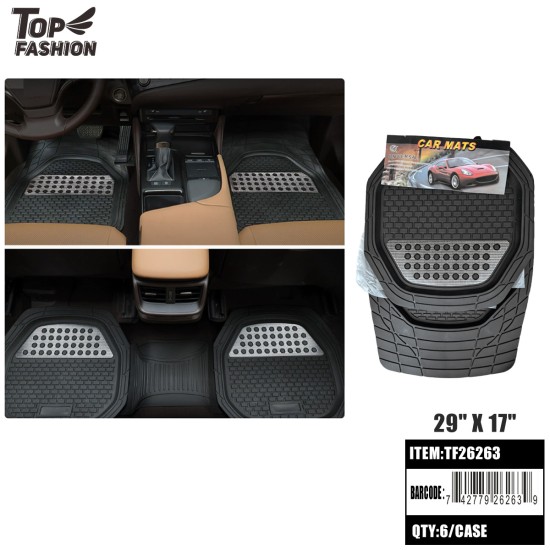 (4PC) UNIVERSAL RUBBER CAR FLOOR MATS 6PC/CS