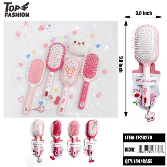 HAIR BRUSH CUSHION MASSAGE WITH CHARM 12DZ/CS