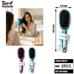 HAIR BRUSH METALLIC OVAL CUSHION MASSAGE 2CLR 12DZ/CS