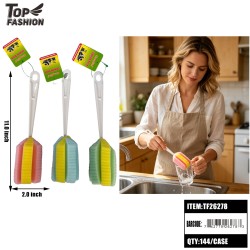 ASSORTED 4CLRS LONG HANDLE DISH SCRUB BRUSH(12PC)12BG/CS