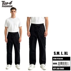 MENS CARGO PANTS WITH SIDE POCKETS BLACK 6PC/4BG/24PC/CS