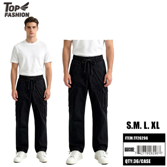 MENS CARGO PANTS WITH SIDE POCKETS BLACK 6PC/4BG/24PC/CS