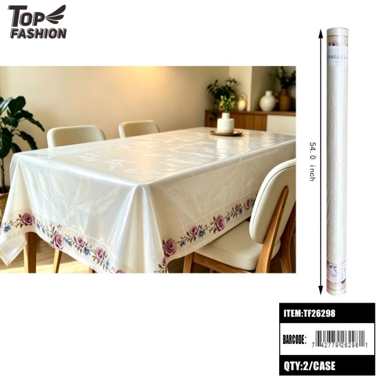 IVORY FEATHER TABLECLOTH W/ROSE BORDER 22Y/2ROLL/44Y/CS