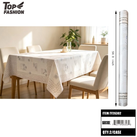 IVORY FLORAL GEOMETRIC TABLECLOTH 22Y/2ROLL/44Y/CS